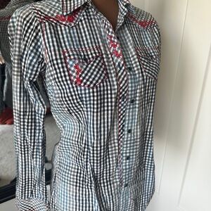 Ariat Women's Black and White Checkered Button Down Shirt